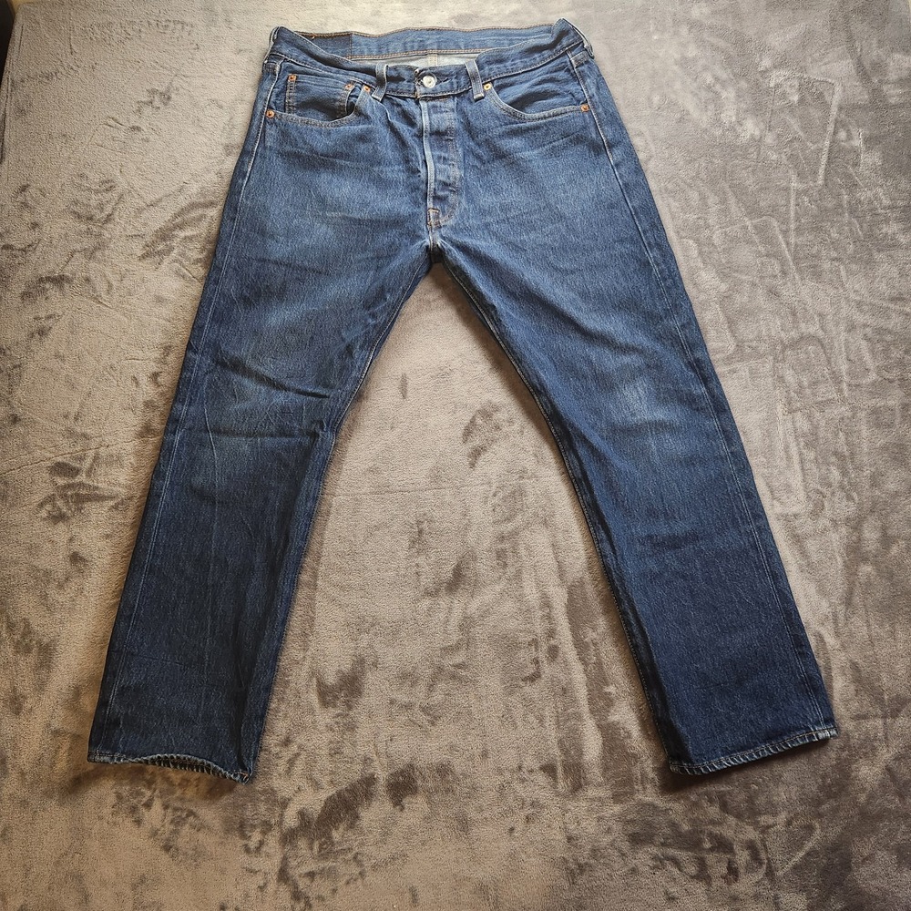 Levis 501 Jeans Mens 34x29 Blue Button Fly Original Straight Leg Denim